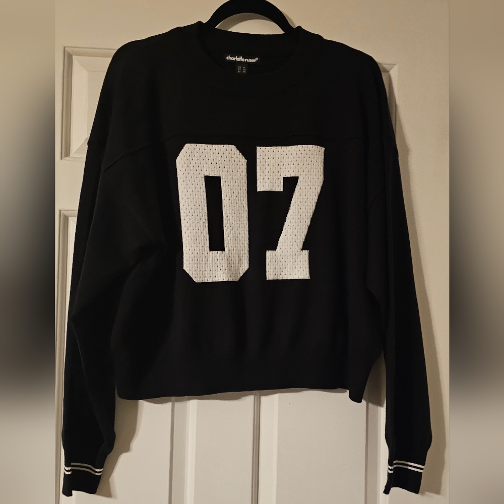 Charlotte Russe Black Sweater with White '07' Design